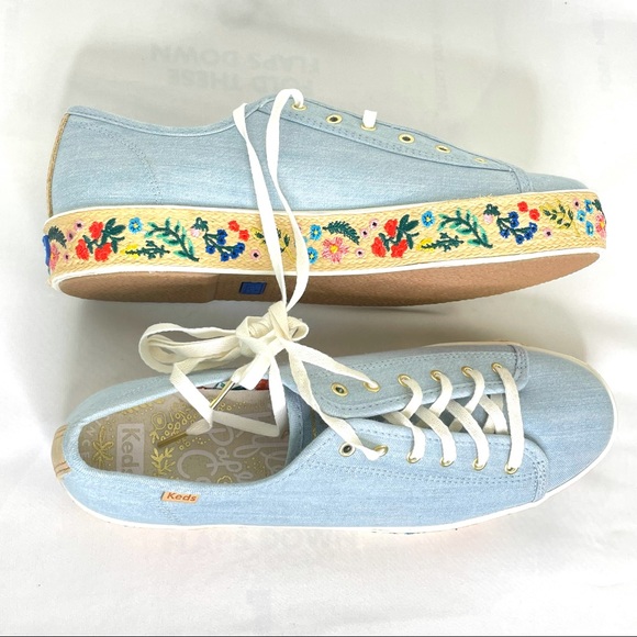 Anthropologie Keds x Rifle Paper Co. Rosalie Embroidered Triple Kick Sneakers 10 - Picture 12 of 14